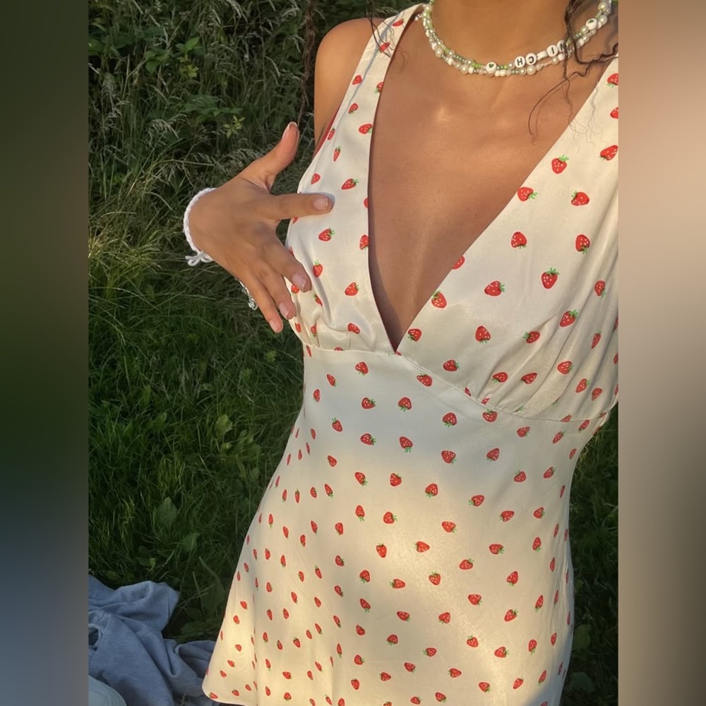Zara Strawberry Print Cream Dress